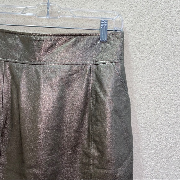 Vintage Spiegel Gold Leather Midi Pencil Size 8 - Picture 2 of 7